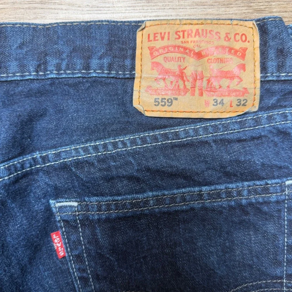 Levi's 559 Relaxed Straight Jeans Mens 34x30 Dark Wash Blue Denim Cotton Skater